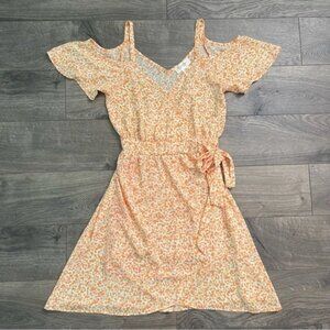 Jessica Simpson Women's XS Orange Yellow Floral Off Shoulder Dress